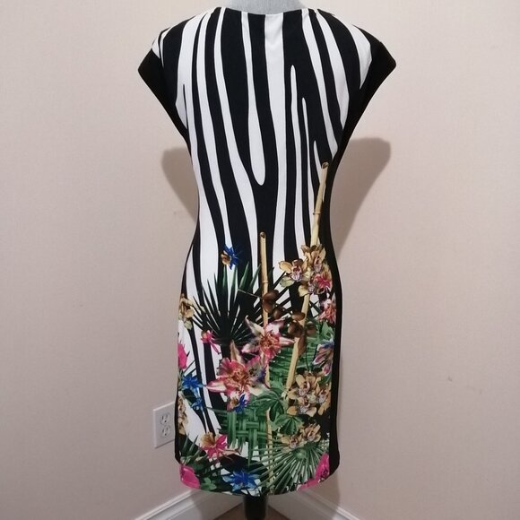 🇨🇦 Joseph Ribkoff Summer 2025 Animal & Tropical Print Faux Wrap Dress - Picture 4 of 9